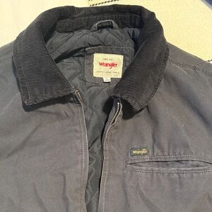 Wrangler Navy Jacket with Black Corduroy Collar